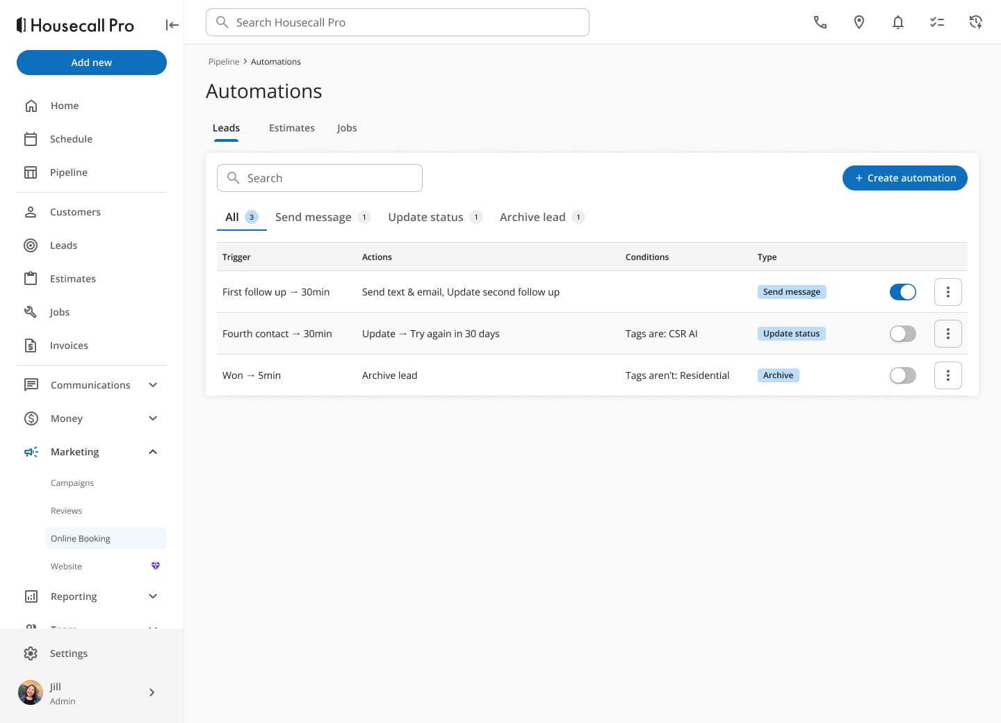 Redesigned Automations surface with grouped, human-readable rules
