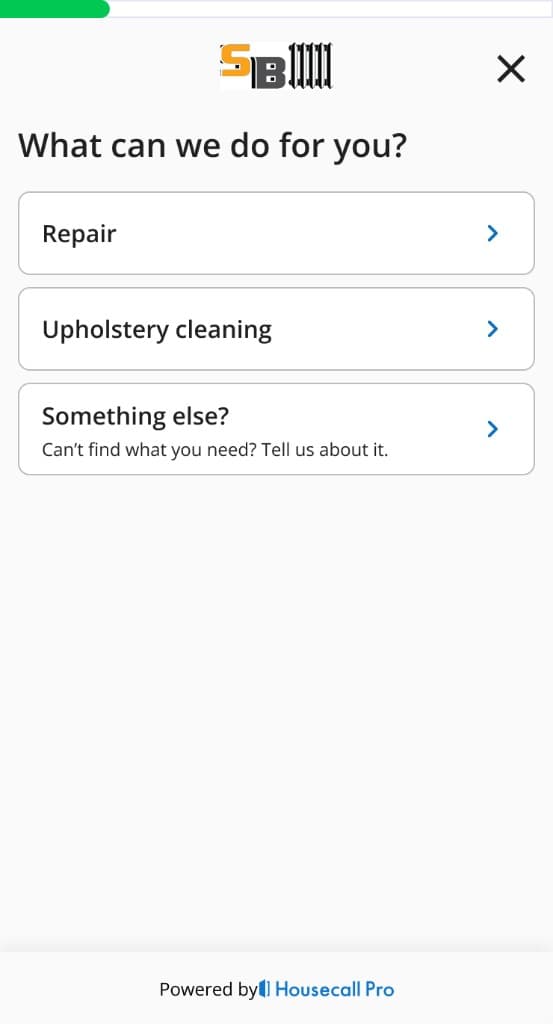Redesigned responsive homeowner booking flow with clear service categories